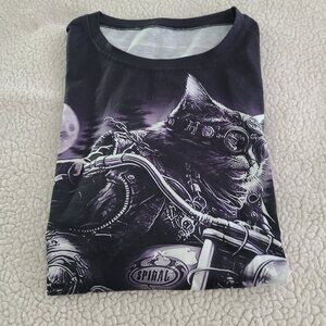 Live to Ride Nine Lives Motorcycle Cat Graphic T-Shirt